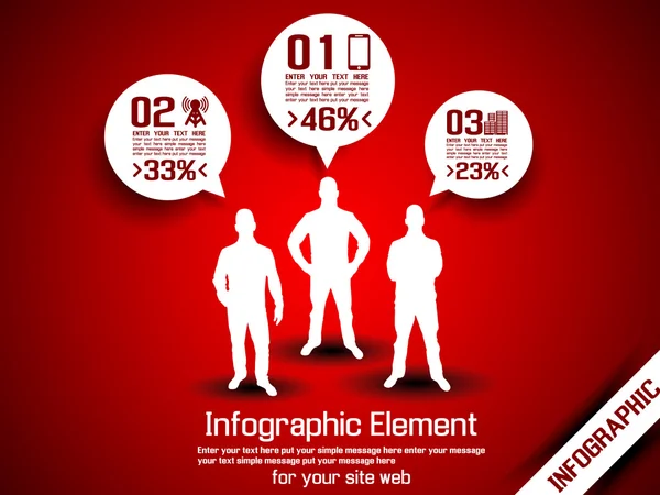 UOMO COMMERCIALE OPZIONE INFOGRAFICA TRE 2 ROSSO — Vettoriale Stock