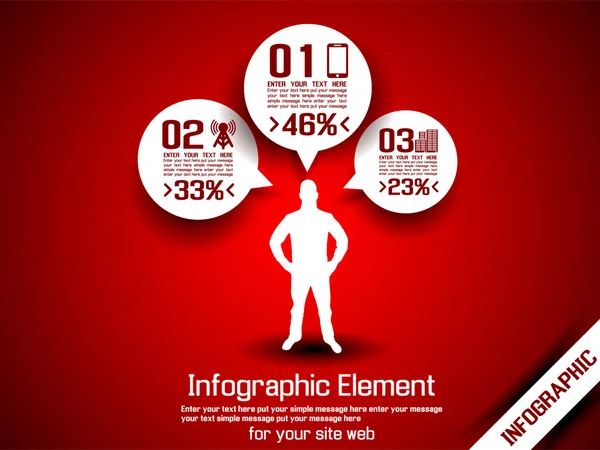 OPCIÓN INFOGRÁFICA DEL HOMBRE NEGOCIO TRES 6 ROJOS — Archivo Imágenes Vectoriales