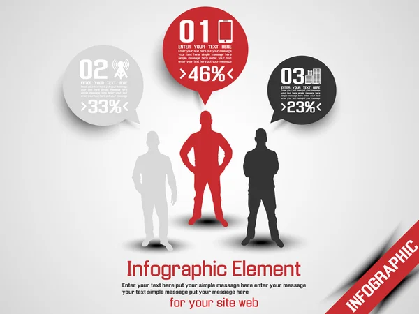 Business man infographic optie drie-2 rood — Stockvector