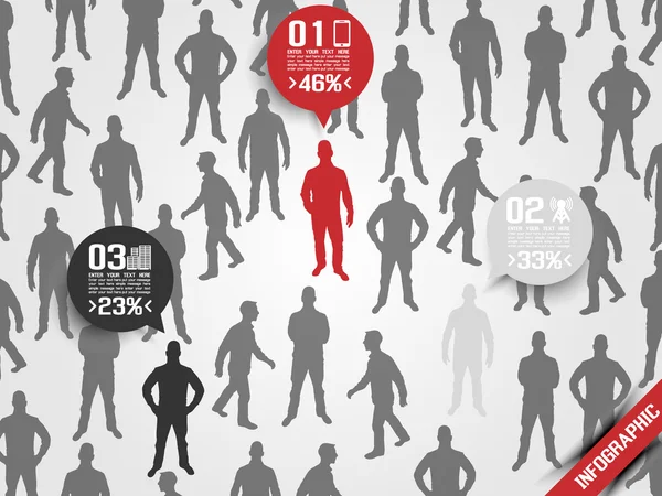 Business man infographic alternativet tre-5 röd — Stock vektor