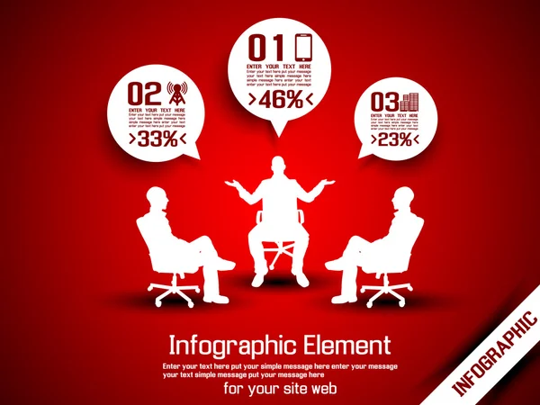 HOMBRE NEGOCIO INFOGRAFÍA OPCIÓN TRES 7 ROJO — Archivo Imágenes Vectoriales