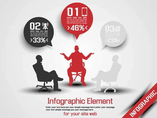 HOMBRE NEGOCIO INFOGRAFÍA OPCIÓN TRES-7 ROJO — Archivo Imágenes Vectoriales