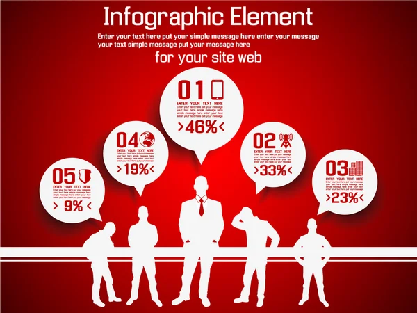 HOMBRE EMPRESA INFOGRAFÍA MODERNA ROJA 2 — Archivo Imágenes Vectoriales