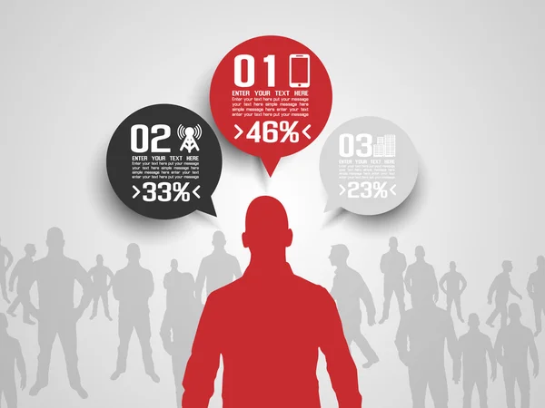Obchodní muž infographic možnost tří - červená — Stockový vektor