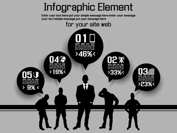 HOMBRE EMPRESA MODERNO INFOGRAFÍA NEGRO — Vector de stock