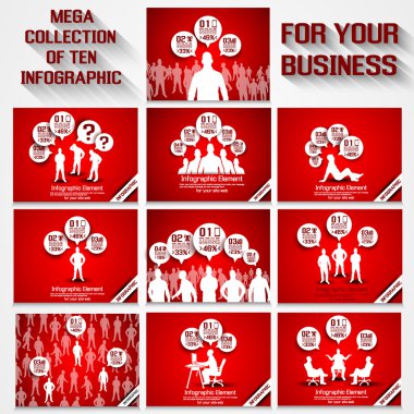 Bana on iş adamı Infographic kırmızı topluluğu ga