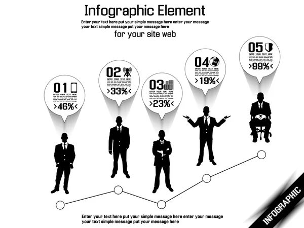बिजनेस मैन आधुनिक इन्फोग्राफिक ब्लैक 4 — स्टॉक वेक्टर