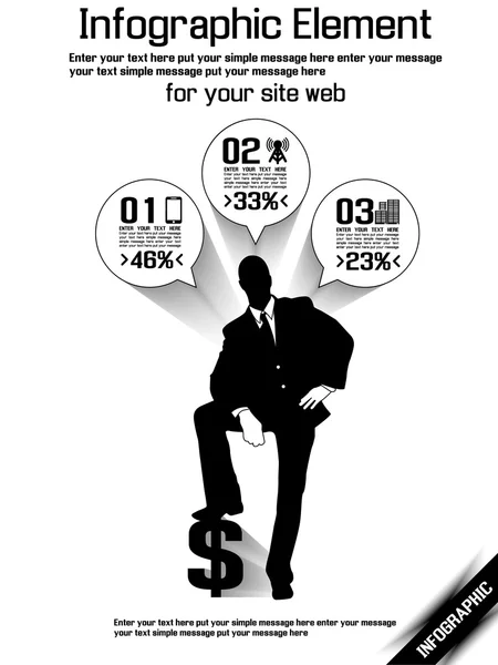 Business man moderne infographic zwart 9 — Stockvector