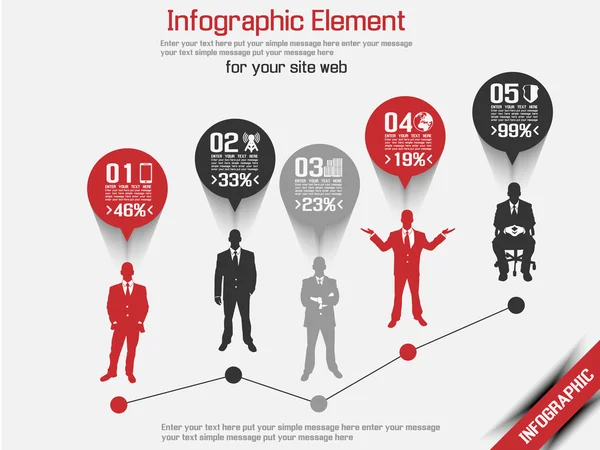 Business man moderna infographic röd 5 — Stock vektor