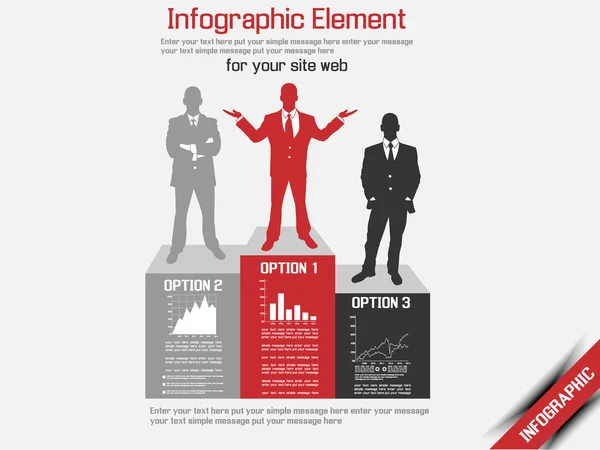 BUSINESS MAN MODERN INFOGRAPHIC RED 4 — Stock Vector