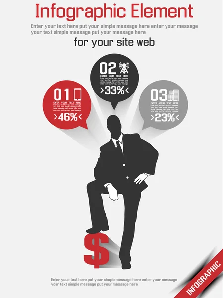 Business uomo moderno infografica rosso 9 — Vettoriale Stock