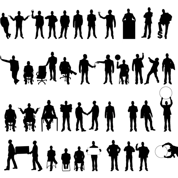 MEGA COLLECTION OF FORTY BUSINESS MAN SILHOUETTE 2 — Stock Vector