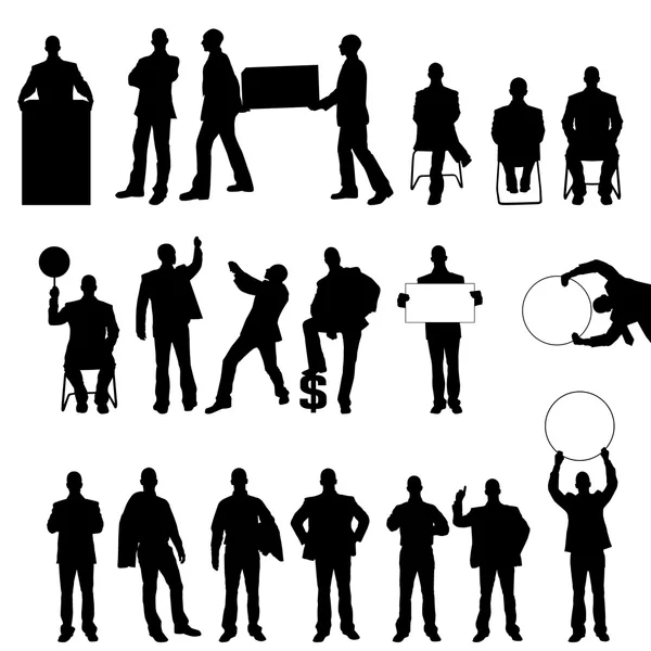 MEGA COLLECTION OF TWENTY BUSINESS MAN SILHOUETTE 2 — Stock Vector