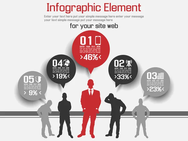 AFFAIRES HOMME MODERNE INFOGRAPHIE ROUGE — Image vectorielle