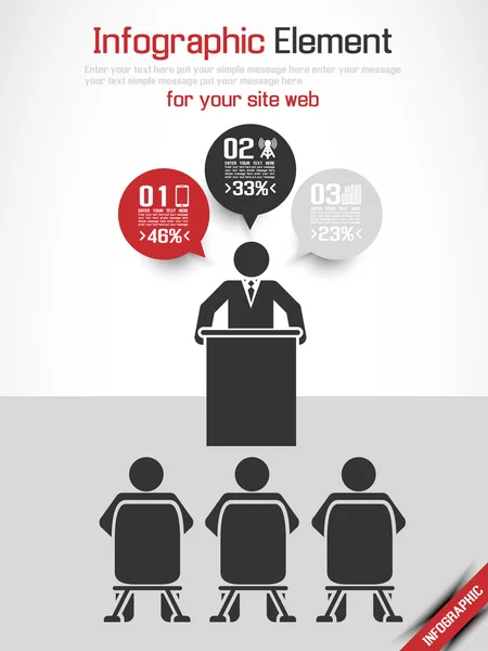 Infographic moderne zakelijke man conferentie rood — Stockvector