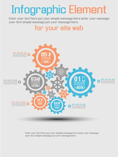 Infographi versnelling blauw — Stockvector