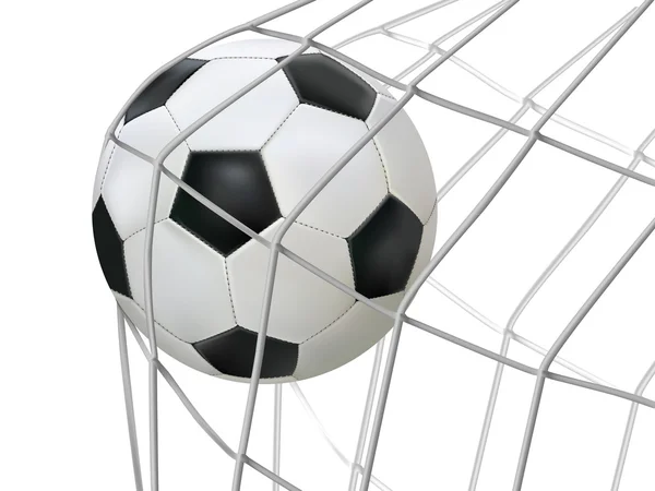 Pelota de fútbol golpeando en la red . — Archivo Imágenes Vectoriales