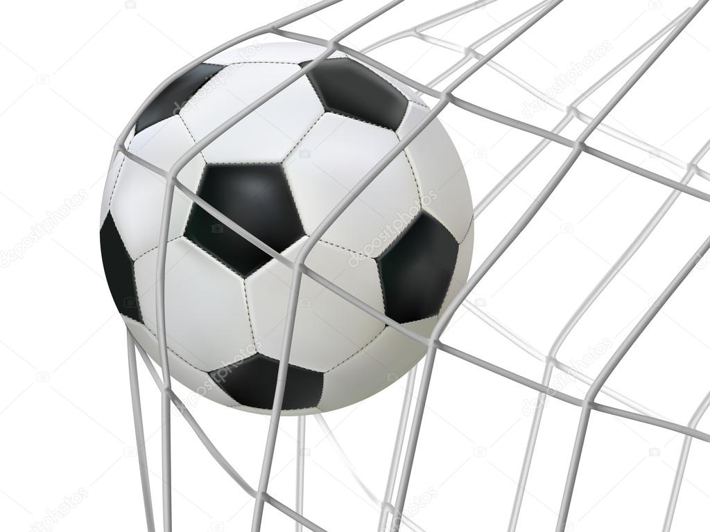 soccer ball hitting on net.