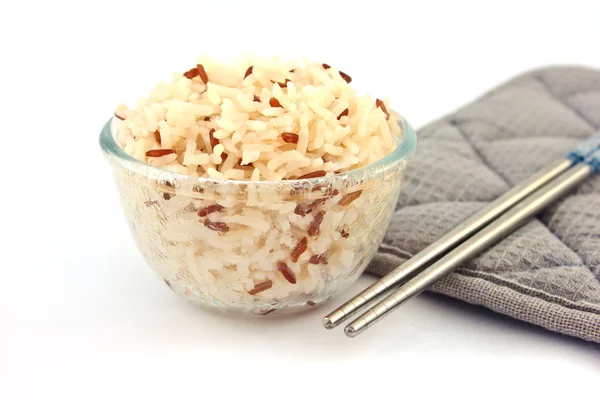 Bowl of cooked mixed rice — Stock Photo, Image