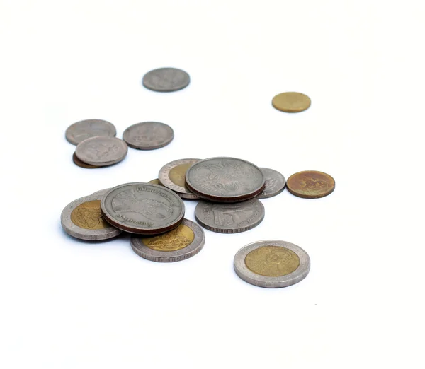 Coins on the white background — Stock Photo, Image