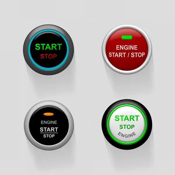 Start stop engine buttons — Stock Vector