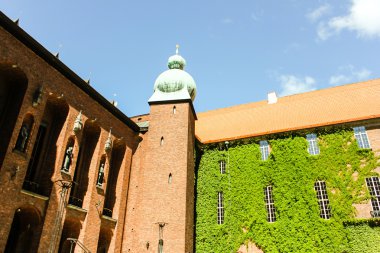 eski şehir Stockholm city hall tower toplayan yaz,