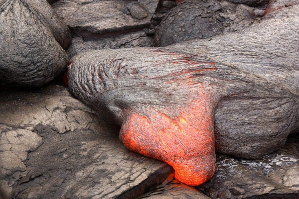 Lava flowing from Puu Oo vent in Hawaii