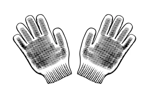 Icône dessinée à la main. Des gants de jardin. Isolé sur fond blanc. — Image vectorielle