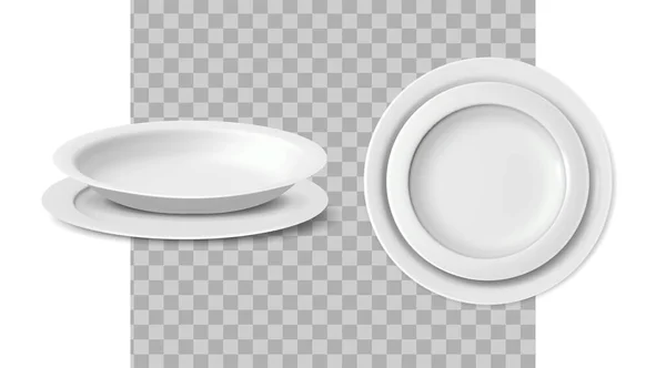 Трехмерный Реалистичный Векторный Значок Набор Посуды Вид Спереди Сбоку — стоковый вектор