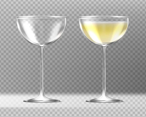 Realistisk Vektorikon Uppsättning Två Glas Med Margarita Glas Cocktail Tomma — Stock vektor