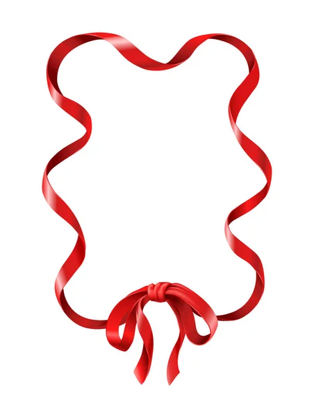 Icône Vectorielle Réaliste Ruban Rouge Avec Nœud Dans Cadre Isoler — Image vectorielle