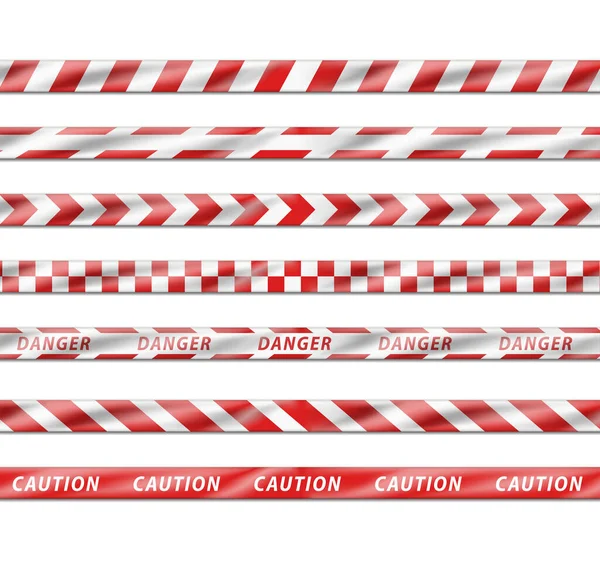 Realistic Icon Realistic Icon Collection Red Danger Ribbon Stop Attention — Image vectorielle