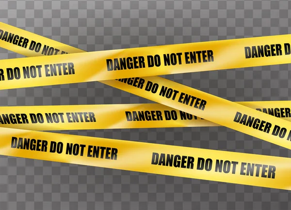 Realistic Icon Yellow Ribbon Danger Enter Warning Signs — ストックベクタ
