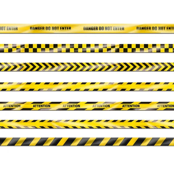 Realistic Icon Collection Yellow Danger Ribbons Crime Scenes Attention Sites — Stockvector