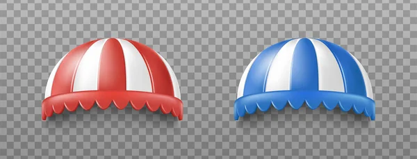Realistic Vector Icon Set Red Blue Canopy Restaurants Cafe Awning — Archivo Imágenes Vectoriales