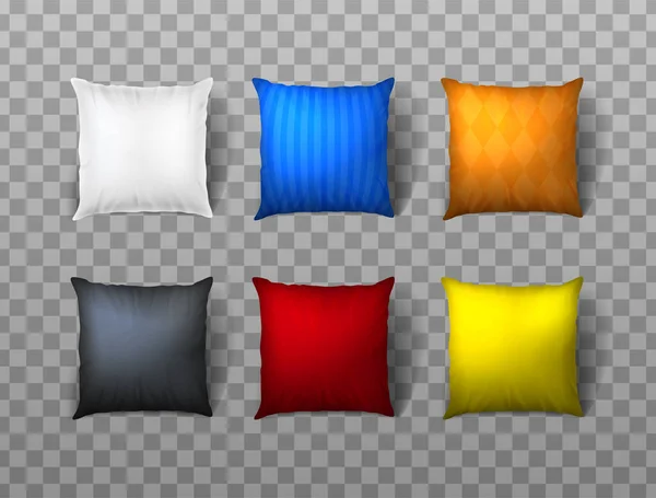 Realistic Vector Icon Set Square Pillow Patterns Different Colors — Archivo Imágenes Vectoriales