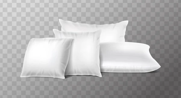 Realistic Vector Icon White Bedroom Pillows Stack Mockup Element Brands — Vetor de Stock