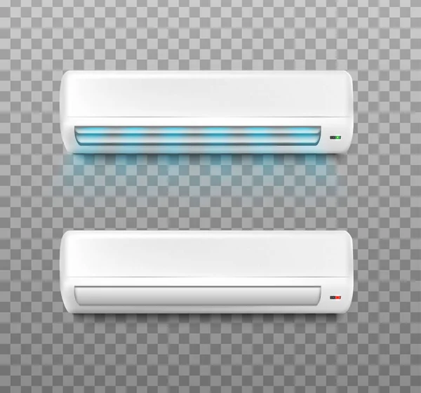 Realistic Vector Icon Set Air Conditioning Cool Air Waves Transparent — Vetor de Stock