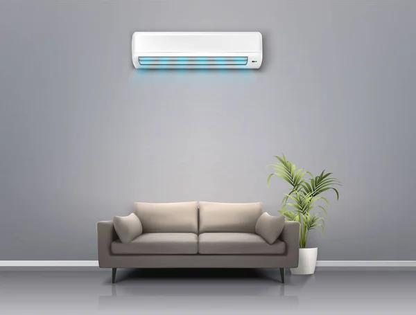 Realistic Vector Background Climat Control Concept Cooling Air Conditioning System — Stok Vektör