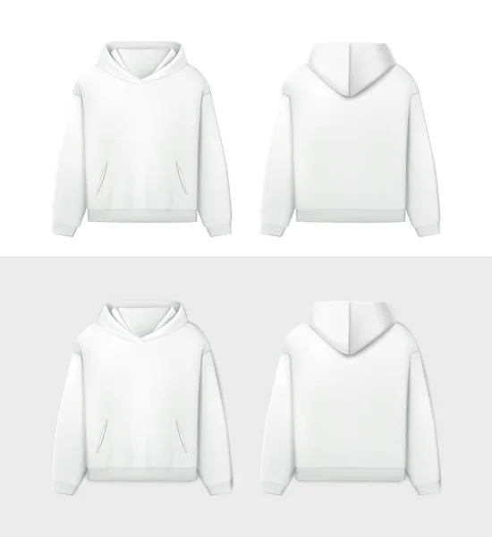 Realistic Vector Icon White Mockup Hoodie Side Back View Men — Stock Vector