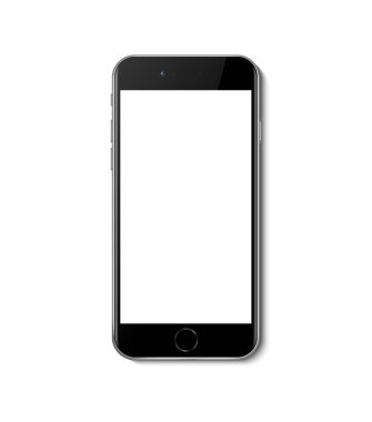 3d realistic vector icon. Mobile template UI UX design. Phone with blank white screen. Mockup smartphone.