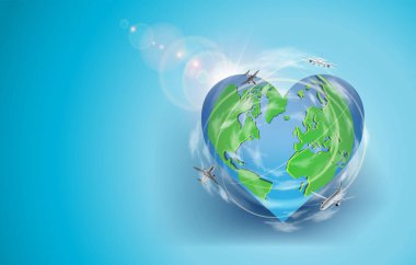 Savaş bayrağı yok. Barış Günü. Kalp şeklinde güneş ışığı ve uçan hava sahaları olan bir dünya..