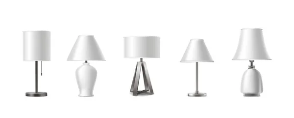 Realistic Vector Icon Set Collection Table Lamps Different Shapes Isolated — Stockový vektor