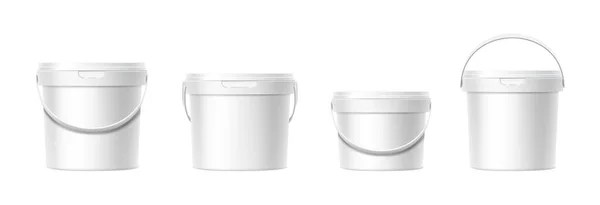 Realistic Vector Icon Set Different Shapes White Plastic Bucket Lid — Stockvektor
