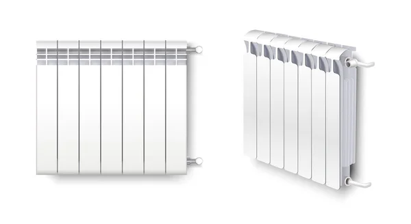 Icône Vectorielle Réaliste Chauffage Radiateur Huile Vue Latérale Frontale — Image vectorielle