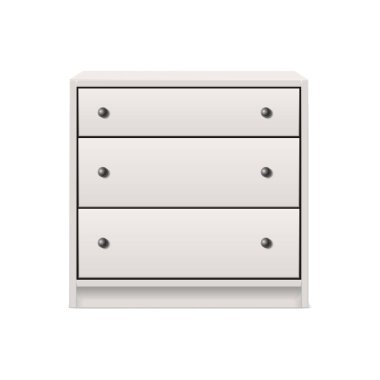 3d realistic vector icon. White chest of drawers.