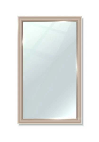 Realistic Vector Icon Rectangular Vertical Big Mirror Reflection Surface Frame — Wektor stockowy