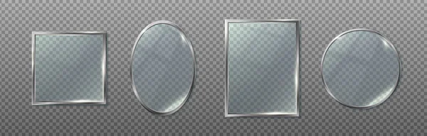 Realistic Vector Icon Set Collection Transparent Frame Silver Mirrors Square — Archivo Imágenes Vectoriales