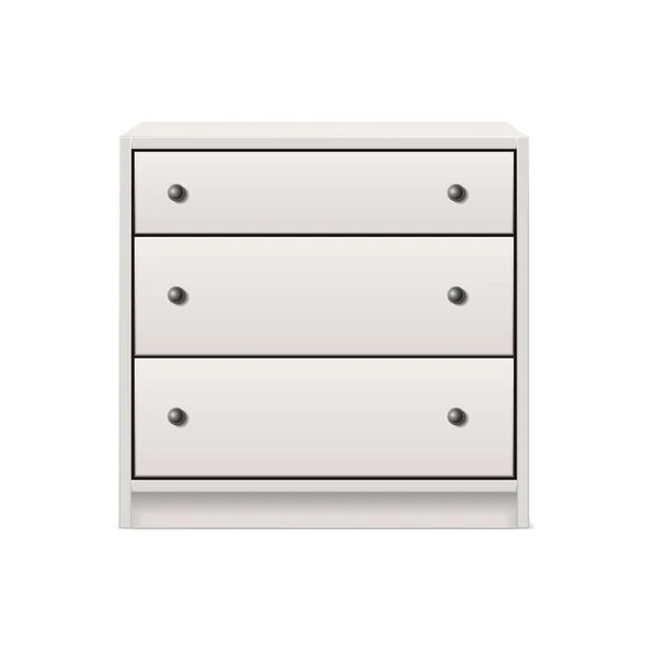 Realistic Vector Icon White Chest Drawers — Vector de stock