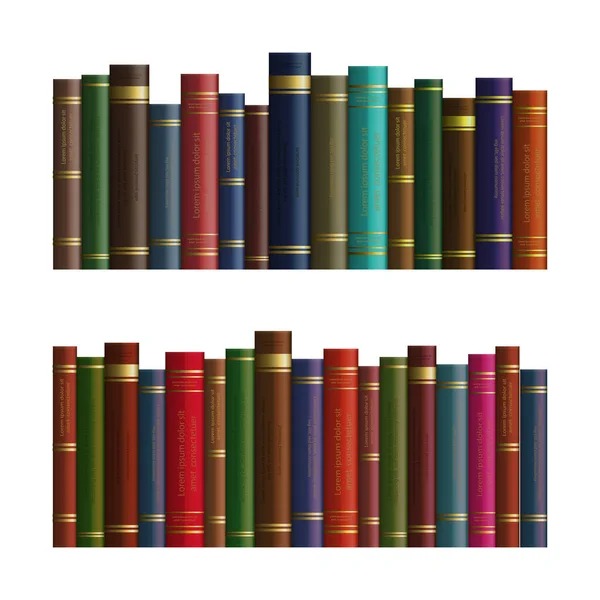 Realistic Vector Books Row Different Colors Isolated White Background — Stok Vektör